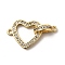Brass Micro Pave Clear Cubic Zirconia Heart with D Connector Charms, Lead Free & Cadmium Free, Long-Lasting Plated, Rack Plating, Real 18K Gold Plated, 14x24.5x6mm, Hole: 1.4mm