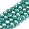 Electroplate Glass Beads Strands, Pearl Luster Plated, Faceted, Rondelle, Medium Turquoise, 2.9~3.3x2mm, Hole: 0.8mm, about 144~150pcs/strand, 35~37cm