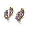 Brass Hoop Earrings for Women, with Glass Rhinestone, Real 18K Gold Plated, 21.5x22.5mm