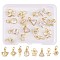 16Pcs 8 Style Brass Micro Pave Cubic Zirconia Charms, with Jump Ring, Butterfly & Star & Teardrop, Real 18K Gold Plated, 8.5~13x5.5~10.3x2~5.5mm, Hole: 3~3.6mm, 2pcs/style