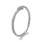 Brass Micro Pave Cubic Zirconia Cuff Bangles, Long-Lasting Plated, Lead Free & Cadmium Free, Platinum, Inner Diameter: 2-1/8 inch(5.25cm)