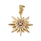 Brass Micro Pave Clear Cubic Zirconia Pendants, Sun, Real 18K Gold Plated, 19.5x17.5x3.4mm, Hole: 3.5x4.5mm