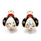 Light Gold Alloy Pendants, with Enamel and Rhinestone, Cadmium Free & Lead Free, Ladybug, Black, 15x11.5x7mm, Hole: 2mm