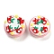 Acrylic with Enamel Beads, Hand Drawn Beads, Cake with Strawberry, Colorful, 21x13mm, Hole: 1.4mm