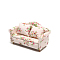 Double Seats Mini Wood Sofa, with Flower Pattern Cotton Cloth Cover & Pillow, Dollhouse Furniture Accessories, for Miniature Living Room, Pink, 64x135x72mm