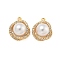 Brass Micro Pave Cubic Zirconia Pendants, with ABS Plastic Pearl, Flower, Real 18K Gold Plated, 18x15x11mm, Hole: 1.6mm