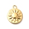 Ion Plating(IP) 304 Stainless Steel Pendants, Flat Round with Sun Charm, Real 18K Gold Plated, 20x16.5x2.8mm, Hole: 2.8mm