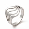 Non-Tarnish 304 Stainless Steel Wave Adjustable Ring for Women, Stainless Steel Color, US Size 6 1/4(16.7mm)