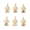 Brass Micro Pave Cubic Zirconia Pendants, Cadmium Free & Lead Free, Real 16K Gold Plated, Bear Charms, Mixed Color, 22.5x17x4.5mm, Hole: 5x3mm.