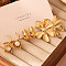 3 Pairs Flower 304 Stainless Steel Pave Clear Cubic Zirconia and Imitation Pearl Hoop Earrings Sets, White, Golden, 36x32mm & 27x13mm & 17x7mm