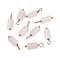Natural White Jade Cloumn Pendants, Geometric Charms with Golden Tone 304 Stainless Steel Loops, 17.5x6x6mm, Hole: 2mm
