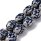 Handmade Blue and White Porcelain Beads, Mixed Patterns, Oval, Prussian Blue, 18~20x14~15mm, Hole: 1.8mm, about 19~20pcs/strand, 36.5~37.5cm