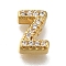 Rack Plating Brass Micro Pave Clear Cubic Zirconia Beads, Long-Lasting Plated, Cadmium Free & Lead Free, Real 18K Gold Plated, Letter Z, 8x5.5x3mm, Hole: 0.8mm