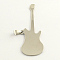 Non-Tarnish Guitar 201 Stainless Steel Stamping Blank Tag Big Pendants, with Snap on Bail, Stainless Steel Color, 70x25x1mm, Hole: 3mm