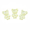 Transparent Acrylic Cabochons, Half Hole, Glitter Beads, Bear, Champagne Yellow, 25x16.5x7mm, Half Hole: 1.2mm