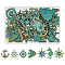 SUPERFINDINGS 42Pcs 7 Styles Ocean Theme Alloy Pendants Green Patina SeaHorse Compass Charm Pendant Metal Fish Pendant Charms for Necklace Bracelet Jewelry Making, Hole: 2~3mm