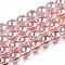 Electroplate Transparent Glass Beads Strands, AB Color Plated, Round, Misty Rose, 9.5~10mm, Hole: 1.5mm, about 40~42pcs/strand, 14.76~15.12 inch(37.5~38.4cm)