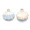 Alloy Pendants, with Enamel, Shell Shape, Light Gold, Sky Blue, 18x17x3mm, Hole: 1.8mm