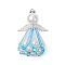 Beaded Angel Charms, Acrylic & Alloy & Glass Seed Beads Pendants, Light Sky Blue, 48x25mm, Hole: 3x2.5mm