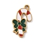 Christmas Themes 304 Stainless Steel Enamel Pendants, Real 18K Gold Plated, Candy Cane, 16.5x9x1.5mm, Hole: 1.5mm