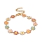 Enamel Daisy Link Chains Bracelet, PVD Vacuum Plating 304 Stainless Steel Jewelry for Women, Golden, Colorful, 7-1/4 inch(18.4cm)
