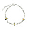 Star Micro Pave Zircon Charm Bracelet, 304 Stainless Steel Curb Chain Bracelet for Women