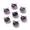 Brass Pave Natural Amethyst Multi-Strand Links, Platinum, Cat Shape, 11x12x8.5mm, Hole: 1.8mm