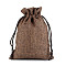 Linenette Drawstring Bags, Rectangle, Coconut Brown, 14x10cm