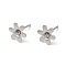 Non-Tarnish Flower 201 Stainless Steel Stud Earring Findings, Earring Settings with 304 Stainless Steel Pins, Stainless Steel Color, 9.5x8.5mm, Pin: 11x0.8mm, Tray: 2.8mm