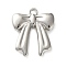 CCB Plastic Pendants, Bowknot Charms, Platinum, 37.5x31.5x7mm, Hole: 3.5mm