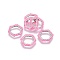 MIYUKI & TOHO Handmade Japanese Seed Beads, with 304 Stainless Steel Link Rings, Loom Pattern, Hexagon, Silver, Pearl Pink, 15~15.5x16x1.8~2mm