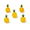 Brass Enamel & Handmade Lampwork Pendants, Pineapple, Golden, 23~24x13~14x13~14mm, Hole: 6x2mm