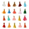 Polycotton(Polyester Cotton) Tassel Pendant Decorations, Mini Tassel, with Iron Findings and Metallic Cord, Mixed Color, 10~15x2~3mm, Hole: 1.5mm