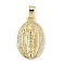 Brass Micro Pave Cubic Zirconia Pendants, Cadmium Free & Lead Free, Oval with Saint Jude, Real 18K Gold Plated, 23.5x15x3mm, Hole: 3x5.5mm