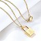 304 Stainless Steel Rolo Chain Pendant Necklaces, Padlock Necklaces for Women Men, Locks with Letter, Letter D, 17.64 inch(44.8cm)