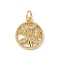 Brass Micro Pave Cubic Zirconia Pendants, Cadmium Free & Lead Free, Tree of Life, with Jump Ring, Real 16K Gold Plated, 15x13x2mm, Hole: 3mm
