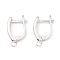 Brass Hoop Earring Findings with Latch Back Closure, with Horizontal Loops, Cadmium Free & Lead Free, Long-Lasting Plated, Platinum, 20x13x3mm, Hole: 2mm, Pin: 1mm