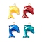 Rack Plating Brass Enamel  Pendants, Long-Lasting Plated, Real 18K Gold Plated, Cadmium Free & Nickel Free & Lead Free, Dauphin, Mixed Color, 21x14.5x5.5mm, Hole: 1.2mm