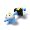 PVC Plastic Cartoon Big Pendants, Burst Eyes Ostrich Charms, for DIY Keychain Making, Blue, 70x29.5x21.5mm, Hole: 2.5mm