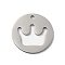 Non-Tarnish 201 Stainless Steel Pendants, Stainless Steel Color, Laser Cut, Flat Round Charm, Crown, 18x1mm, Hole: 1.5mm