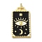 Brass Micro Pave Cubic Zirconia Pendant with Enamel, Cadmium Free & Nickel Free & Lead Free, Rectangle, Black, 45.5x25.5x2.5mm, Hole: 4.5mm
