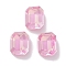 Glass Rhinestone Cabochons, Point Back & Back Plated, Faceted, Rectangle, Light Rose, 10x8x4.5mm