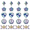 20Pcs 5 Styles 201 Stainless Steel Pendants, Rainbow Color, 19~27x15.5~35x1~4mm, Hole: 1.2~1.8mm, 4pcs/style