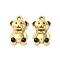 304 Stainless Steel Enamel Pendants, Ion Plating(IP), Real 18K Gold Plated, Bear Charms, Black, 23x14x7mm, Hole: 2mm