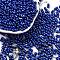 Baking Paint Glass Seed Beads, Metallic Colours, Peanut, Medium Blue, 6x3.5x3mm, Hole: 1mm, about 4500pcs/pound