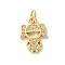 Brass Micro Pave Cubic Zirconia Pendants, Cadmium Free & Nickel Free & Lead Free, Girl Charms, with Jump Ring, Real 18K Gold Plated, 14x10x1.5mm, Hole: 3.4mm