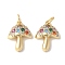 Brass Micro Pave Clear Cubic Zirconia Pendants, Mushroom Charms, Cadmium Free & Lead Free, Long-Lasting Plated, Rack Plating, with Jump Ring, Real 18K Gold Plated, 16x12x4mm, Hole: 3mm