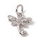 Brass Micro Pave Cubic Zirconia Charms, Cadmium Free & Lead Free, with Jump Rings, Dragonfly with Heart Charms, Platinum, 10x10x2mm, Hole: 3.4mm