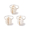 Copper Wired Wrapped Shell Finger Rings, Silver, US Size 7 1/4(17.5mm)