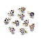 Brass Cubic Zirconia Charms, Cadmium Free & Nickel Free & Lead Free, Grape, Medium Purple, Real 18K Gold Plated, 13x8x4.5mm, Hole: 1.2mm